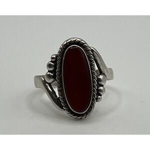 VINTAGE BELL TRADING CO HANDCRAFTED SOUTHWESTERN STERLING SILVER CARNELIAN RING